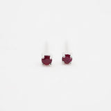 Sterling Silver Ruby Claw Studs