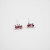 Sterling Silver Marquis Pink Tourmaline Studs