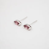 Sterling Silver Marquis Pink Tourmaline Studs