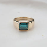 14K Gold Step-Cut Green Tourmaline Ring