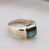 14K Gold Step-Cut Green Tourmaline Ring