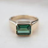 14K Gold Step-Cut Green Tourmaline Ring