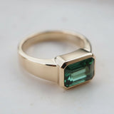 14K Gold Step-Cut Green Tourmaline Ring