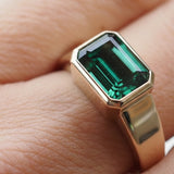14K Gold Step-Cut Green Tourmaline Ring