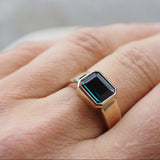 14K Gold Step-Cut Green Tourmaline Ring