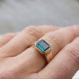 14K Gold Step-Cut Green Tourmaline Ring