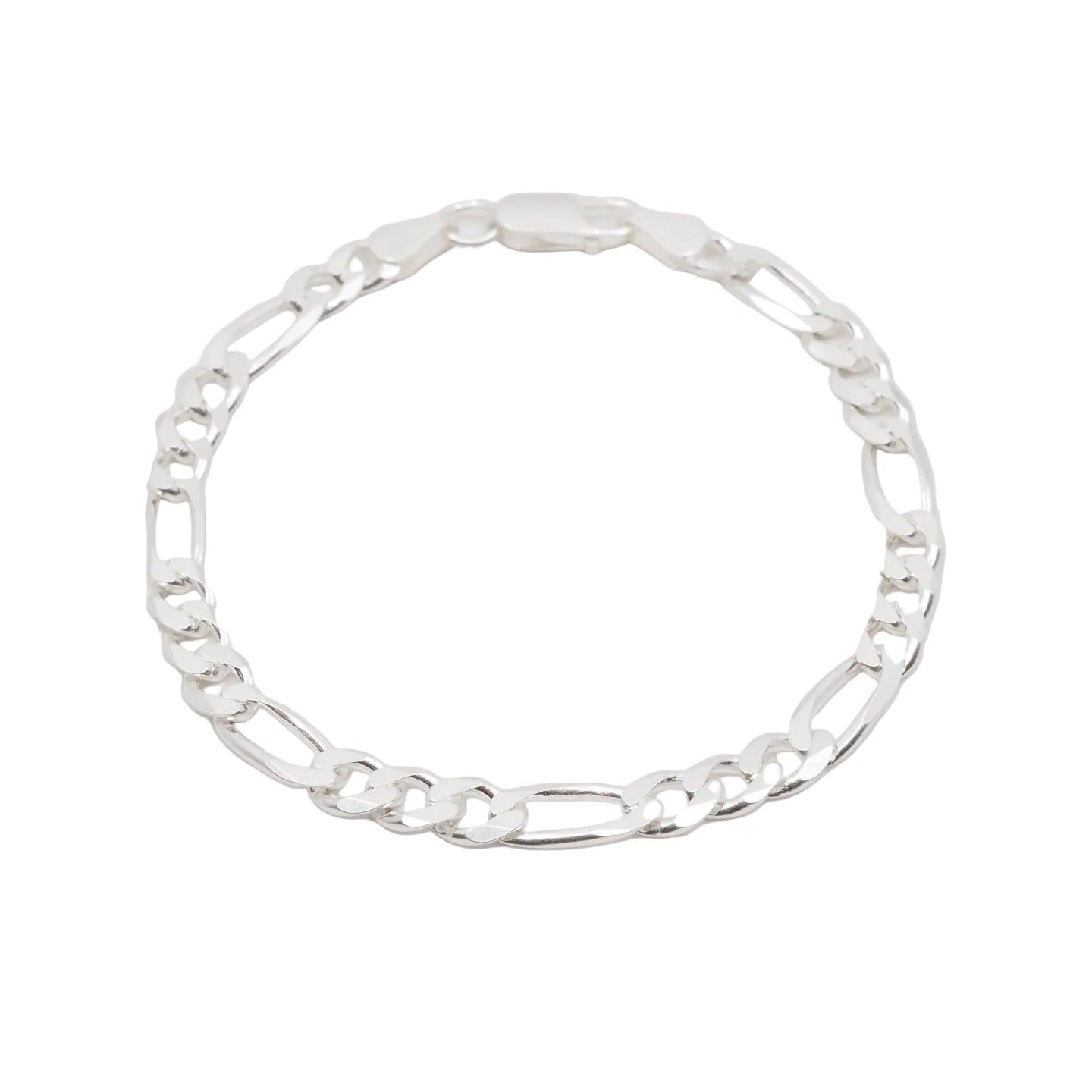 Silver chain bracelet on a light gray background