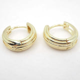 Pair of gold hoop earrings on a white background