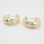 Pair of gold hoop earrings on a white background