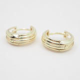 Pair of gold hoop earrings on a white background