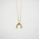 Wishbone Necklace - Solid Gold
