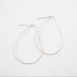Sterling Silver Teardrop Half Hammered Hoops