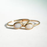 10k Gold White Opal Oval Stacking Ring