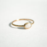 10k Gold White Opal Oval Stacking Ring