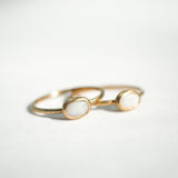 10k Gold White Opal Oval Stacking Ring