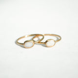 10k Gold White Opal Oval Stacking Ring