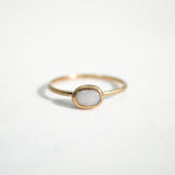 10k Gold White Opal Oval Stacking Ring