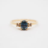 Oval Montana Sapphire Ring with Champagne Diamonds