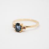 Oval Montana Sapphire Ring with Champagne Diamonds