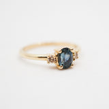 Oval Montana Sapphire Ring with Champagne Diamonds