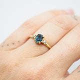 Oval Montana Sapphire Ring with Champagne Diamonds