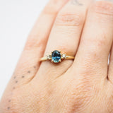 Oval Montana Sapphire Ring with Champagne Diamonds