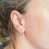 Sterling Silver Teardrop Half Hammered Hoops