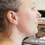 Sterling Silver Teardrop Half Hammered Hoops