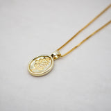 Lupine Charm Pendant Necklace - Gold Plated