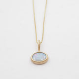 White Opal Oval Necklace - 10k Gold