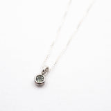 Green Sapphire Round Bezel Necklace - Sterling Silver