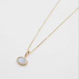 White Opal Oval Necklace - 10k Gold