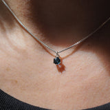 Collier rond saphir en argent sterling