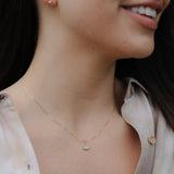 White Opal Oval Necklace - 10k Gold