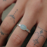 Sterling Silver Oval Aquamarine Ring