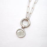 Wave Love Charm Pendant Necklace - Sterling Silver