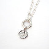 Wave Love Charm Pendant Necklace - Sterling Silver