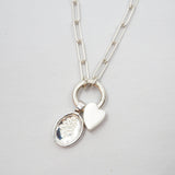 Heart Charm Pendant Necklace - Sterling Silver