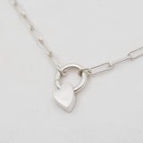 Heart Charm Pendant Necklace - Sterling Silver