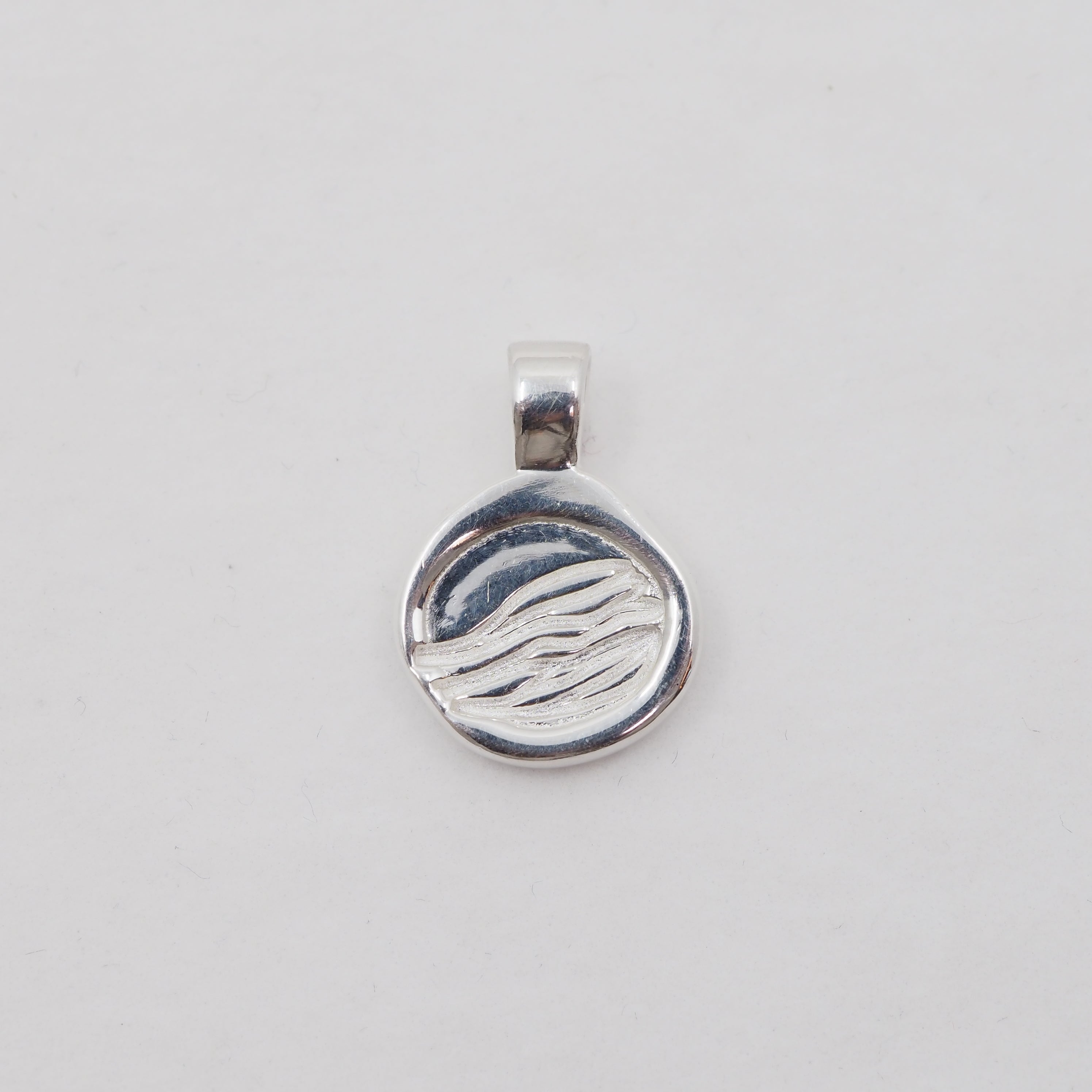 Wave Love Charm Pendant Necklace - Sterling Silver