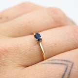 10k Gold Oval Sunlight Ring - Blue Sapphire - East/West