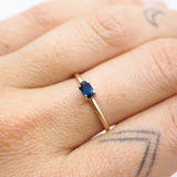 10k Gold Oval Sunlight Ring - Blue Sapphire - East/West