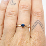 10k Gold Oval Sunlight Ring - Blue Sapphire - East/West