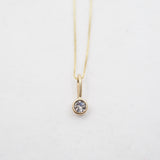 10k Gold Round Bezel Necklace - Moonstone