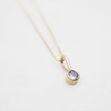 Collier 10K or massif Saphir bleu Sunlight