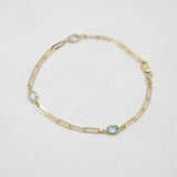 Blue Topaz Chain Bracelet - 10k Gold