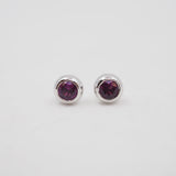 Rhodolite Garnet Bezel Studs - Sterling Silver