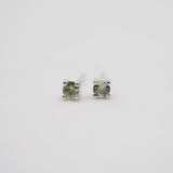Green Sapphire Claw Studs - Sterling Silver