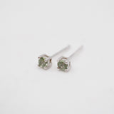 Green Sapphire Claw Studs - Sterling Silver