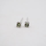 Green Sapphire Claw Studs - Sterling Silver